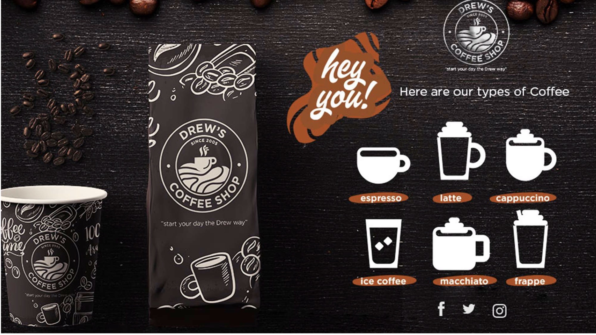 Drew's Coffee menu system